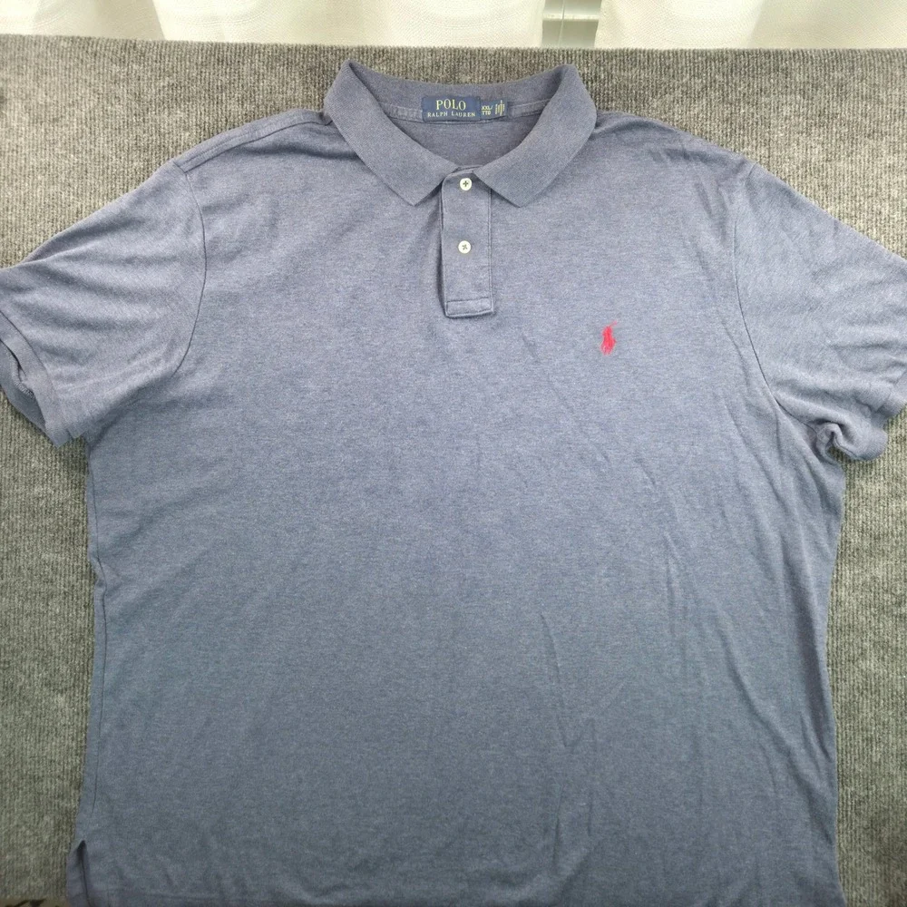 Polo Ralph Lauren Mens XXL Blue Short Sleeve Cotton Jersey Polo Shirt Red Pony